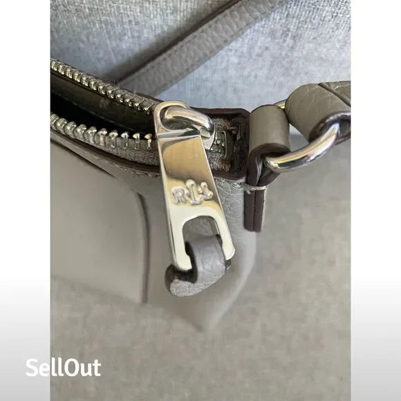 Lauren Ralph Lauren Gray Pebbled Leather Crossbody Bag Adjustable Strap Standard - Picture 5 of 5